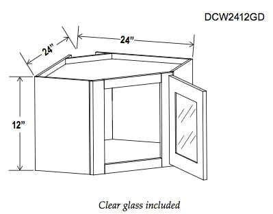 24" Width Wall Diagonal Glass Door Cabinets - Ultimate - Cabinet Sales Center