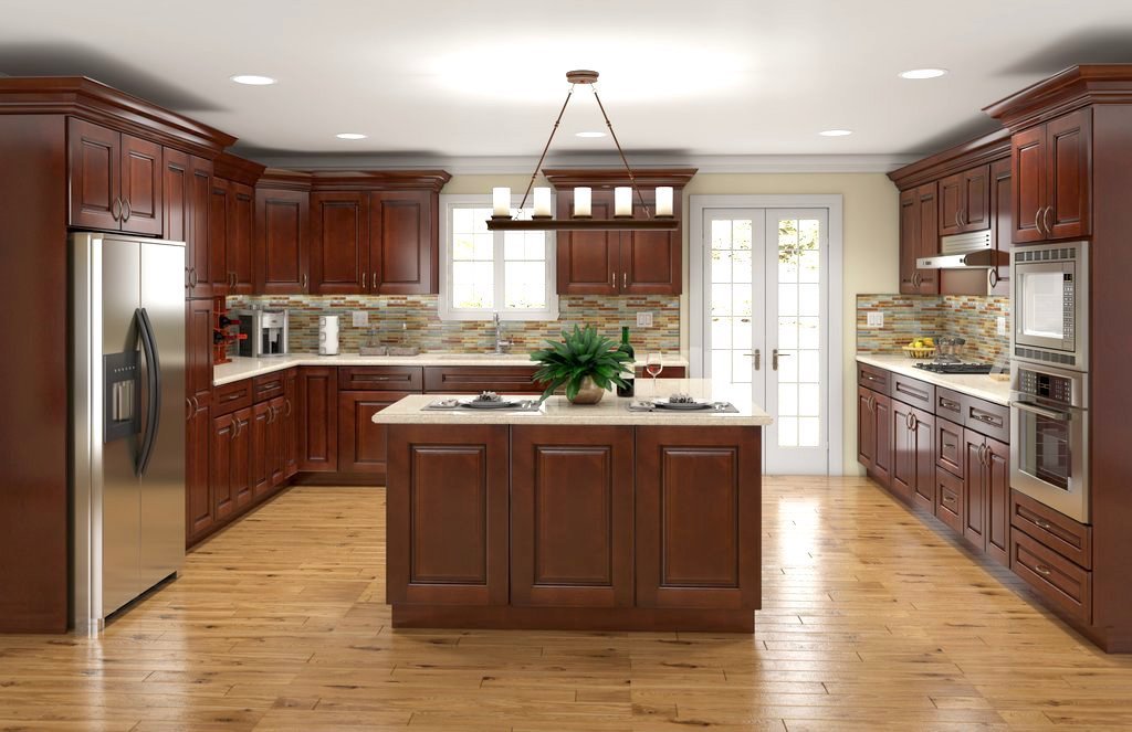 Traditional Cherry Color kitchen cabinets 