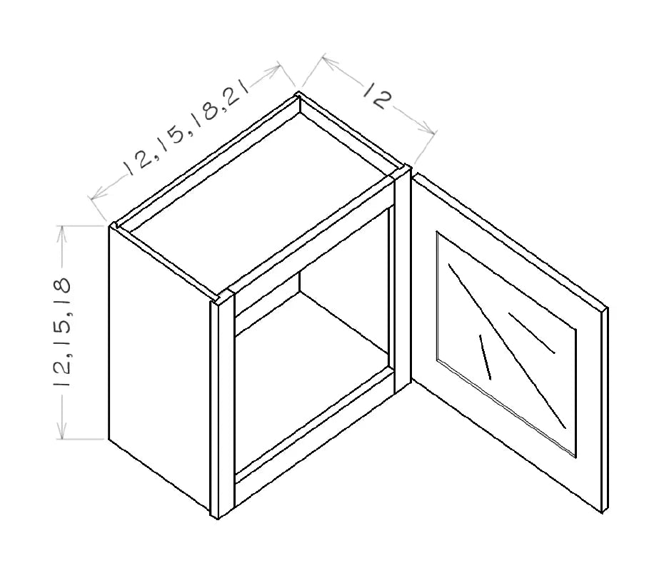 15" High Glass Door Cabinet - Platinum schematic