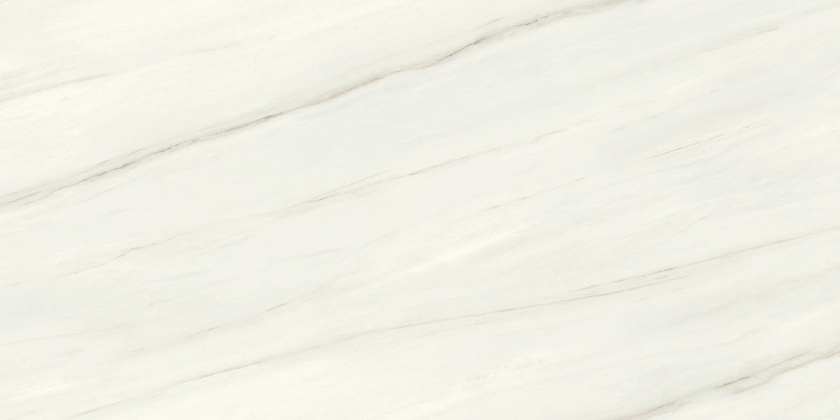 Relativa Bianco Lasa porcelain slab, 1/2 inch polished finish