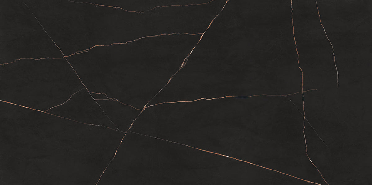Relativa Marmo Nero d'Oro porcelain slab, 1/2 inch polished finish