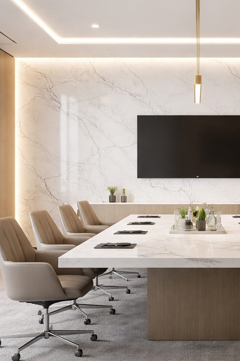 Ariston White Quartz countertops in a kitchen