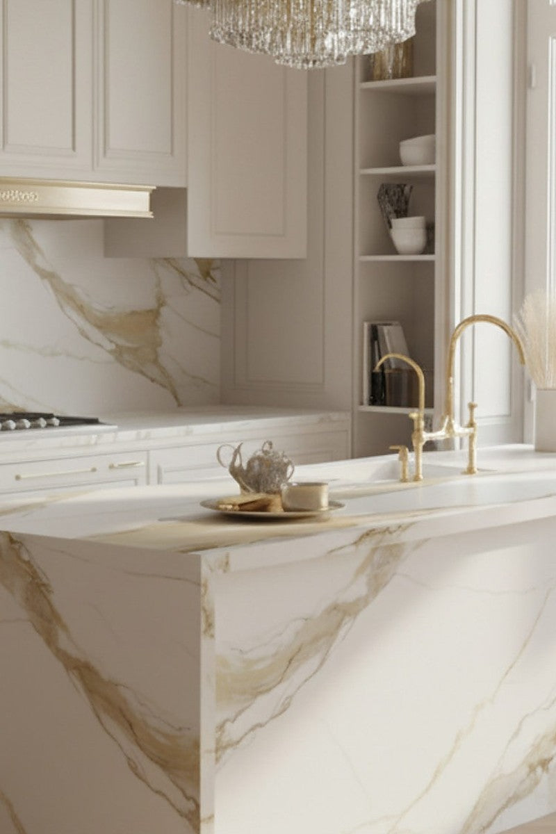 Armani Gold Quartz countertops in a kitchen