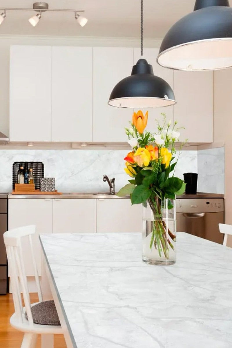 Blanco Perla Quartz countertops in a kitchen