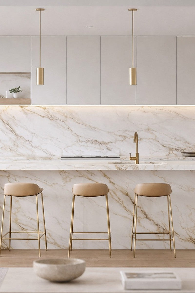 Borghini Extra Printed Quartz countertops in a kitchen