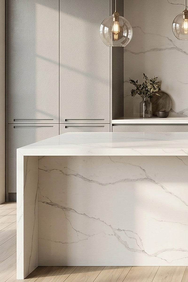 Borghini Silver Quartz countertops in a kitchen