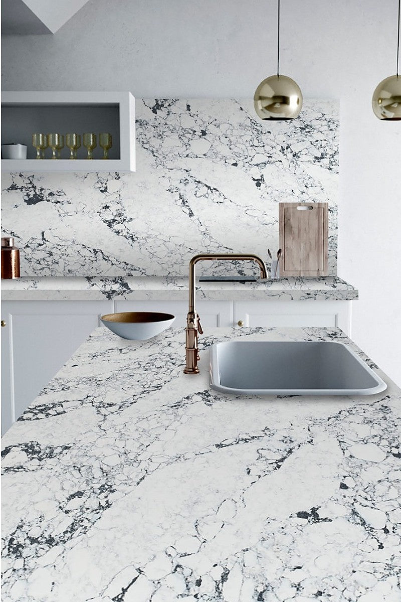 Calacatta Arabascato Quartz countertops in a kitchen