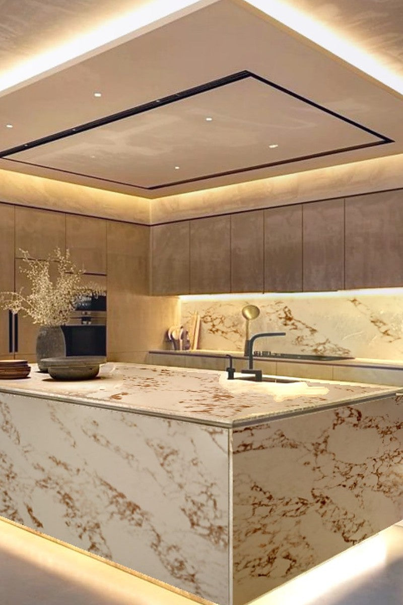 Calacatta Capria Quartz countertops in a kitchen