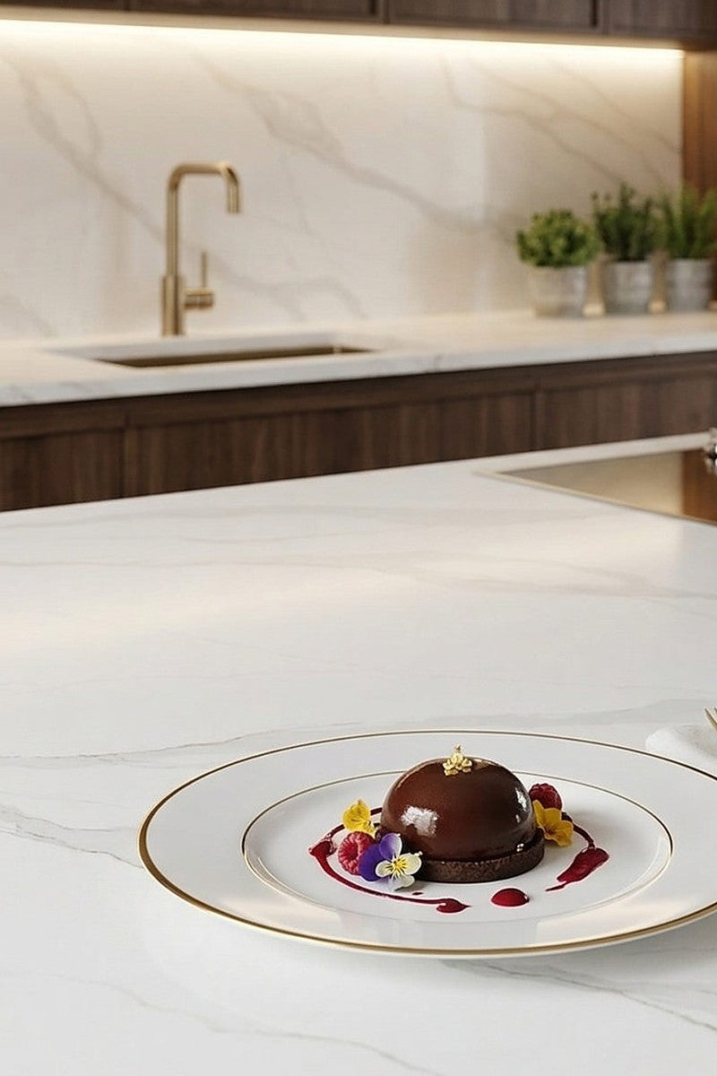 Calacatta Monaco Quartz countertops in a kitchen