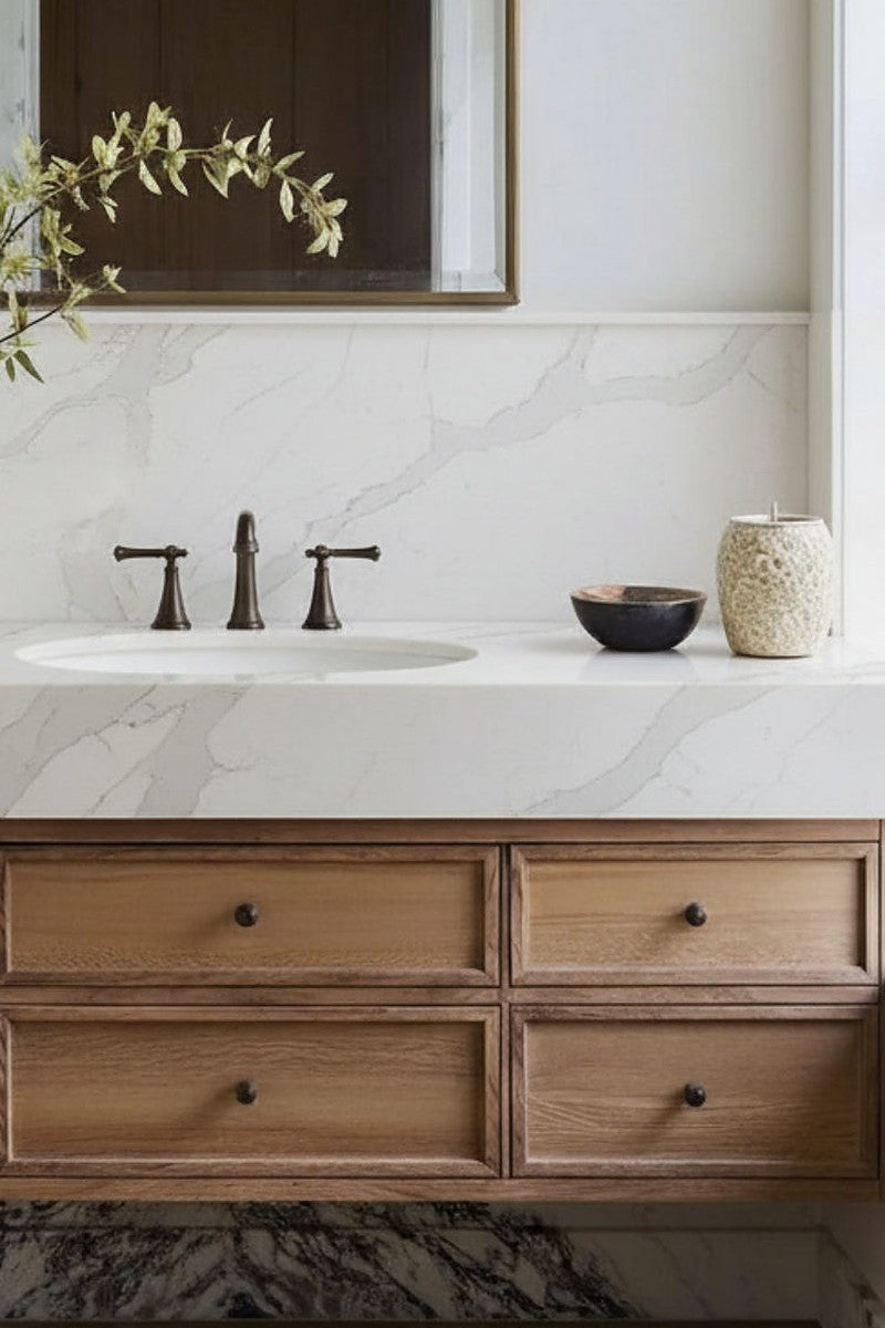 Calacatta Oro Quartz countertops in a kitchen