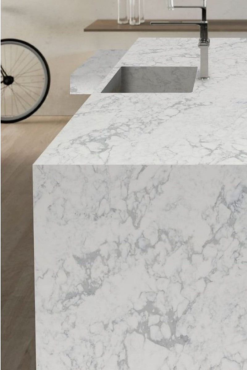 Calacatta Statuario Quartz countertops in a kitchen