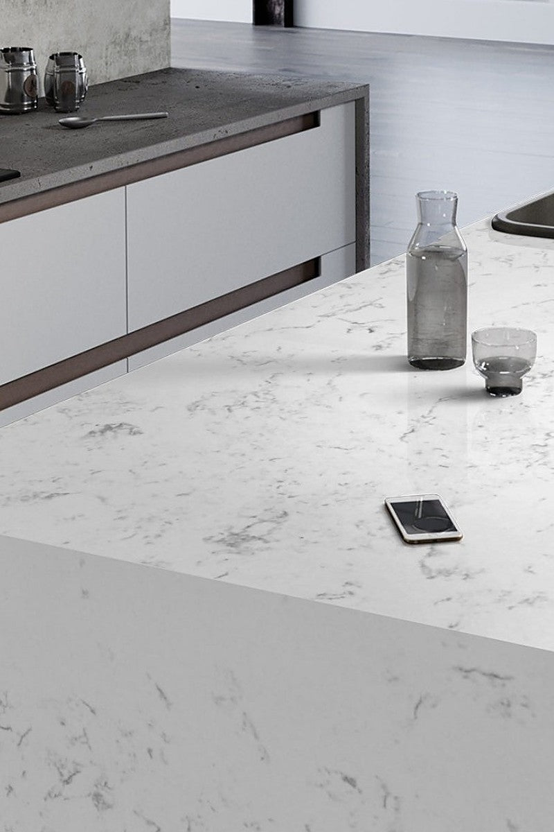 Carrara White Quartz countertops in a kitchen