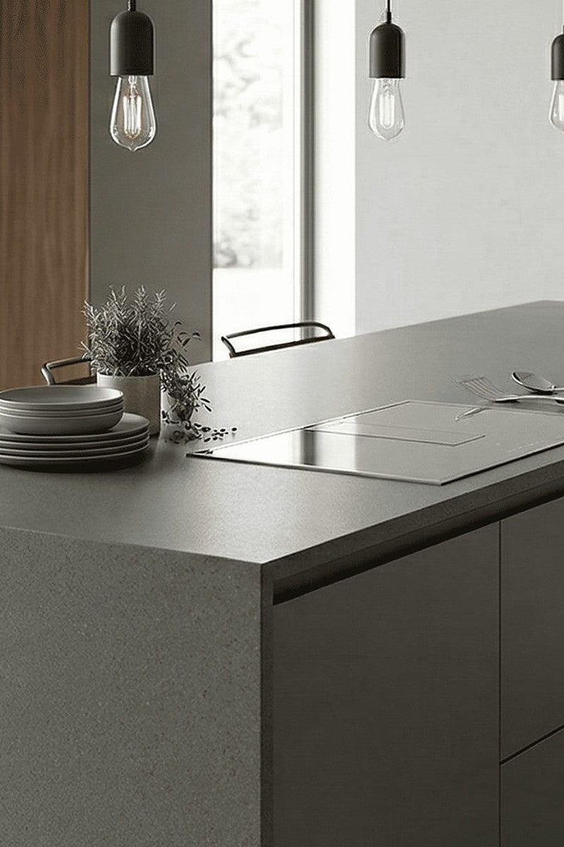 Cemento Dark Quartz countertops in a kitchen