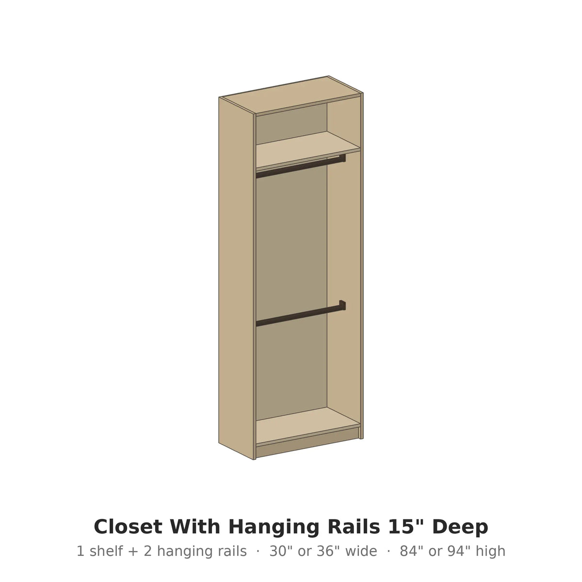 Closet With Hanging Rails 15" Deep – Modern Closet