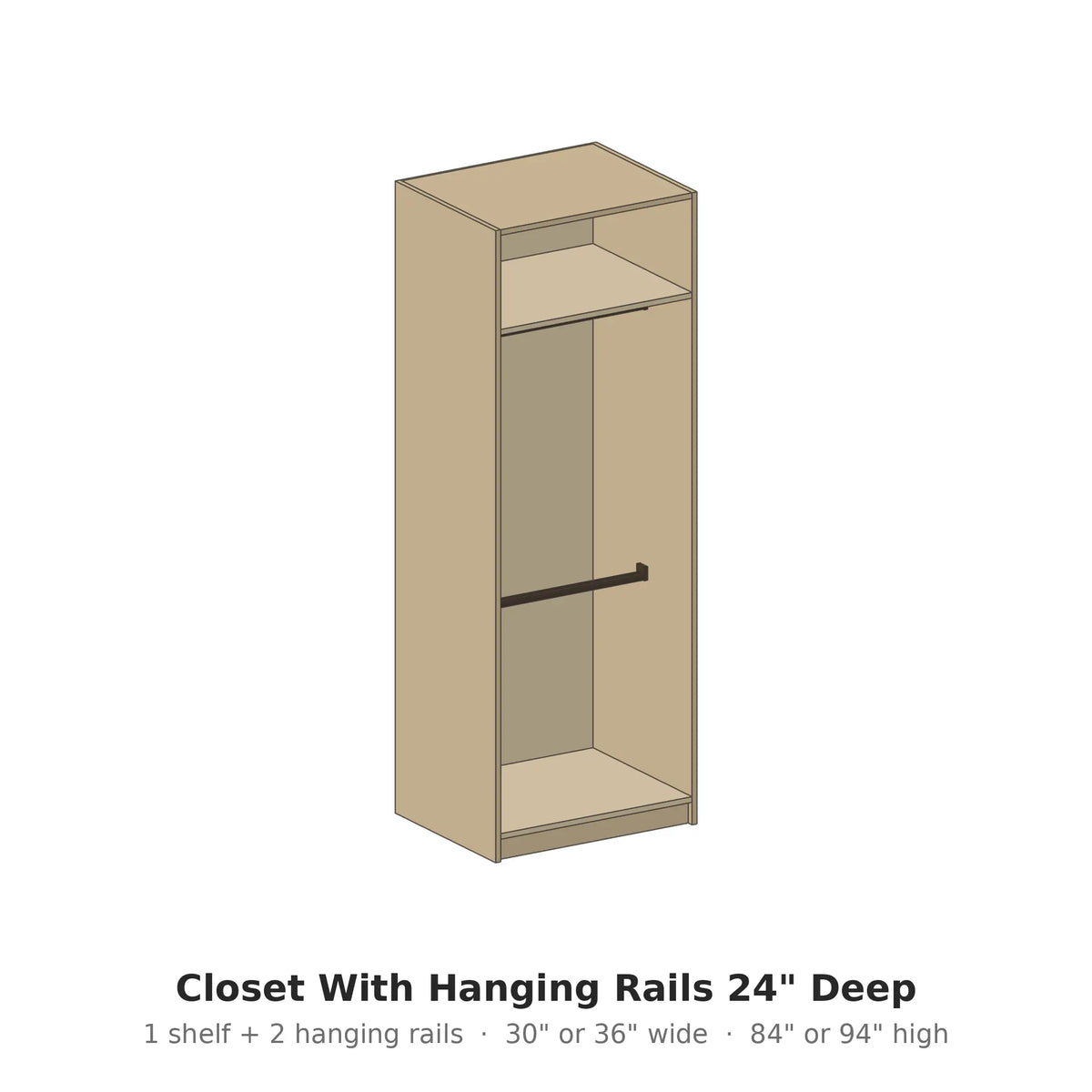 Closet With Hanging Rails 24" Deep – Modern Closet