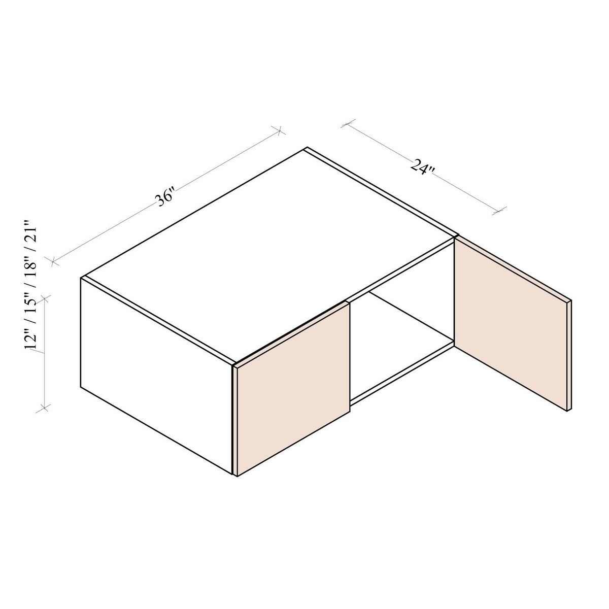 24 inch Deep Refrigerator Wall Cabinet - Coastal Euro - dimensions drawing
