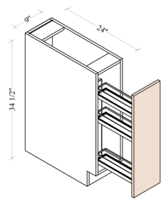 Base Spice Rack Cabinet - Coastal Euro - dimensions drawing