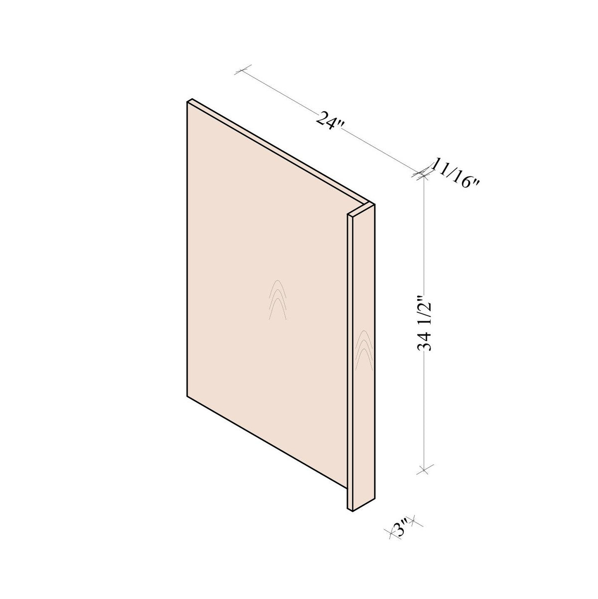 Dishwasher End Panel - Coastal Euro - dimensions drawing