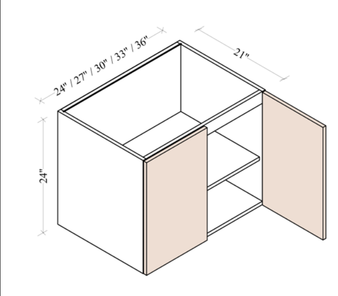 Floating Vanity Sink Base Cabinet - Coastal Euro - dimensions drawing