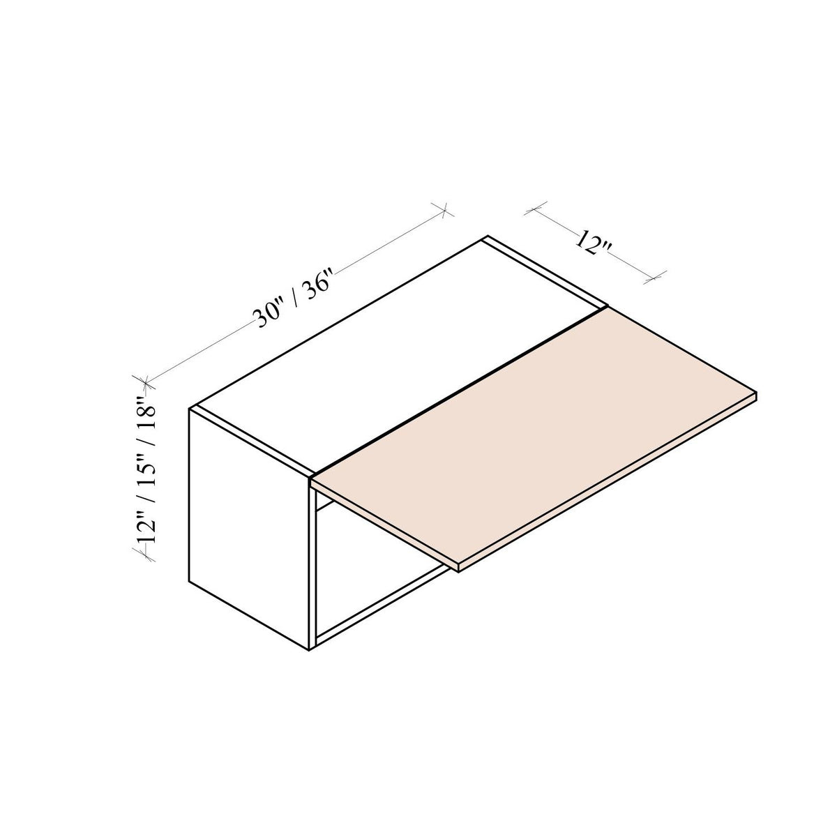 Single Lift-Up Door Wall Cabinet - Coastal Euro - dimensions drawing