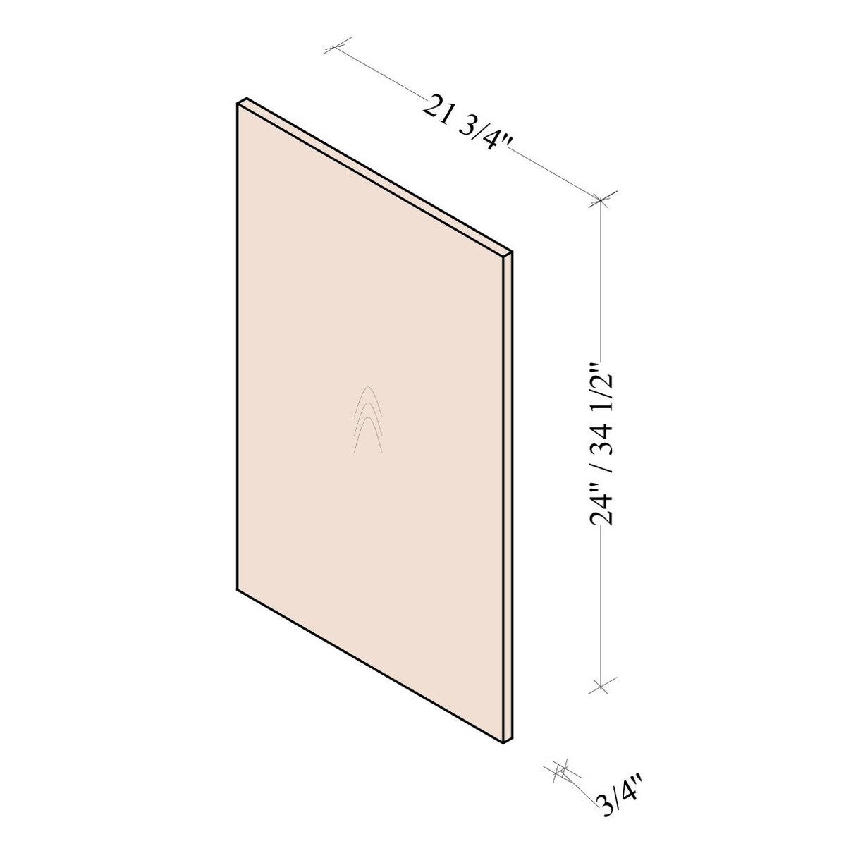 Vanity Decorative End Panel - Coastal Euro - dimensions drawing