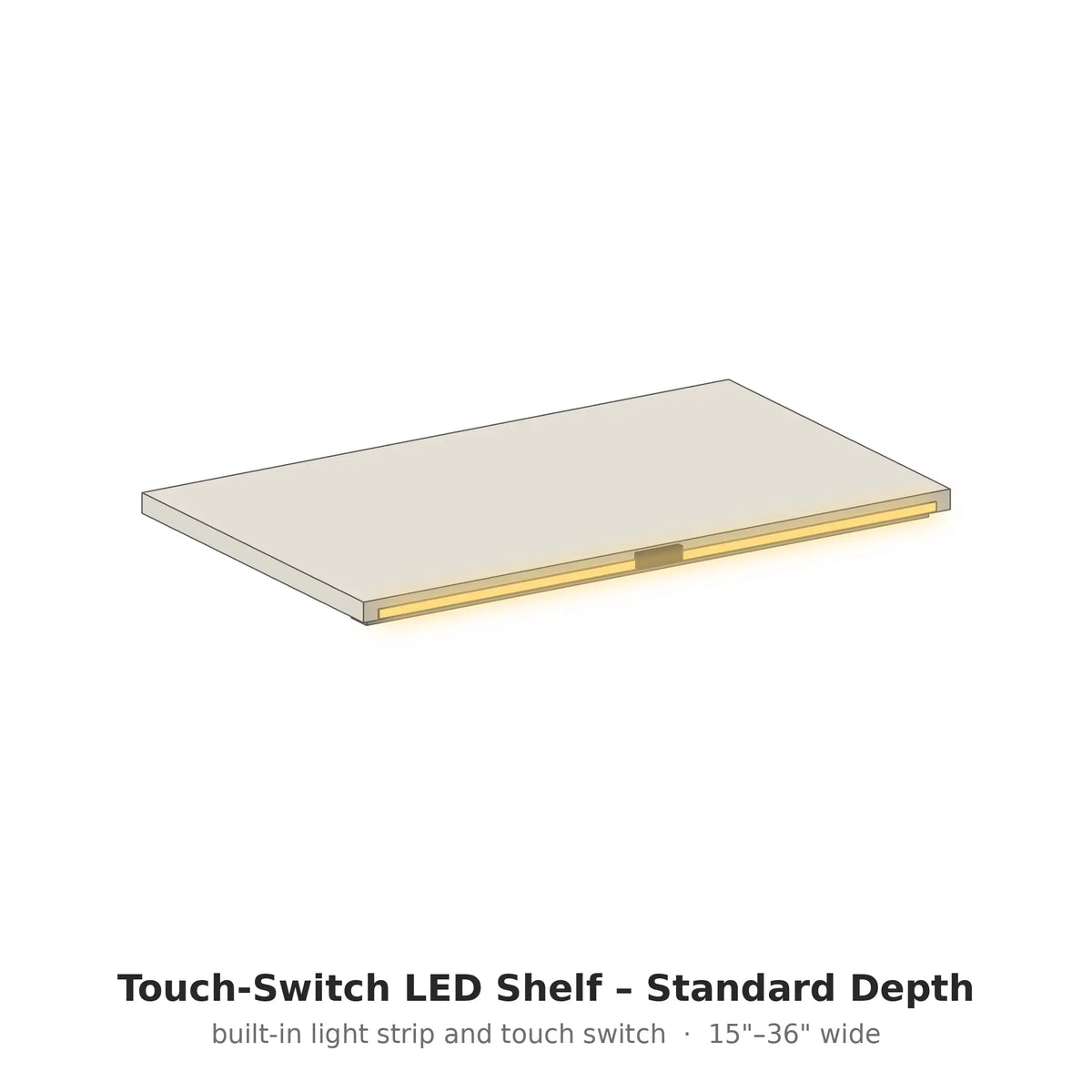 Touch-Switch LED Shelf – Standard Depth – Coastal Closet
