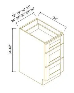 Three Drawer Base Cabinet - Coastal