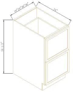 Two Drawer Base Cabinet - Coastal Slim Shaker