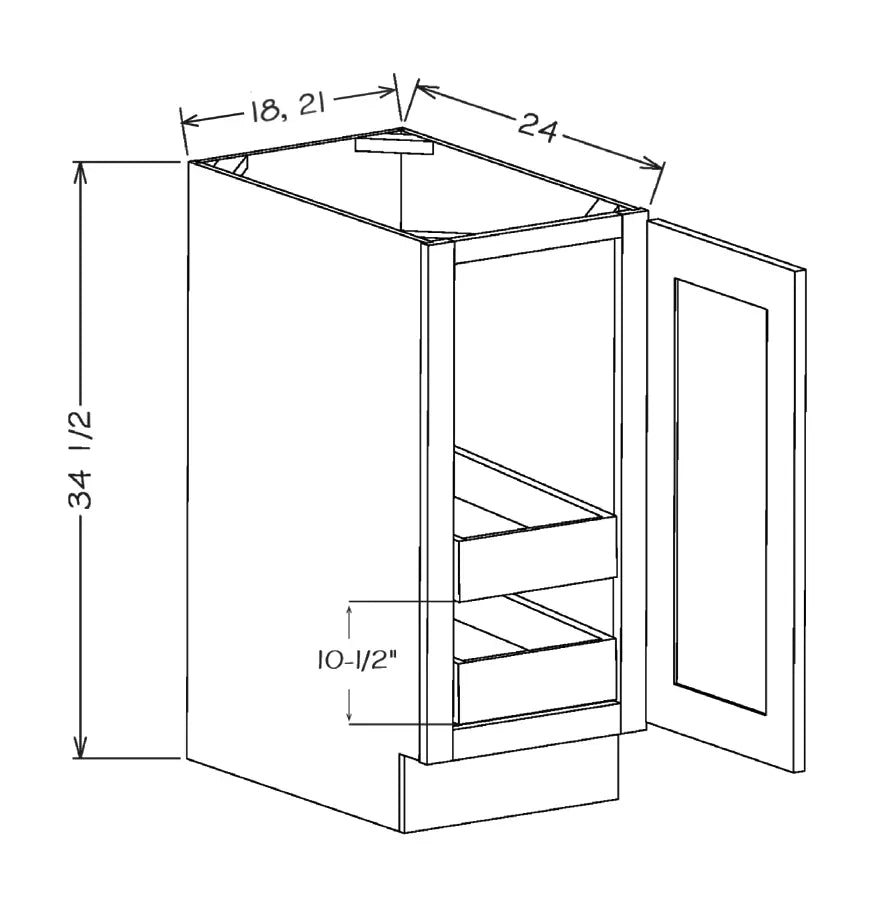 Double Rollout Shelf Base Kit (full height door) - Platinum schematic