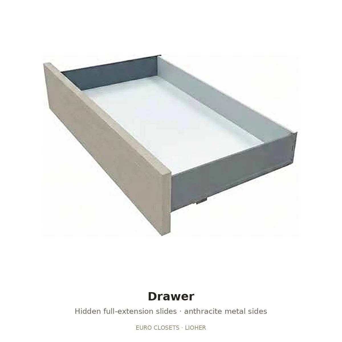 Euro Closet drawer with hidden full-extension slides