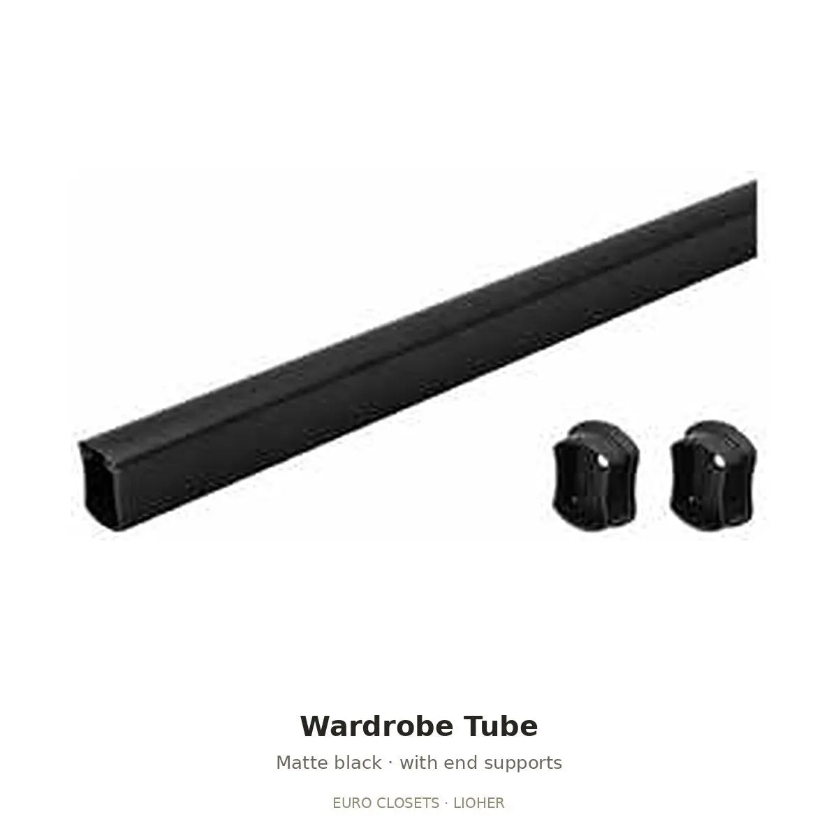 Euro Closet black wardrobe tube with end supports