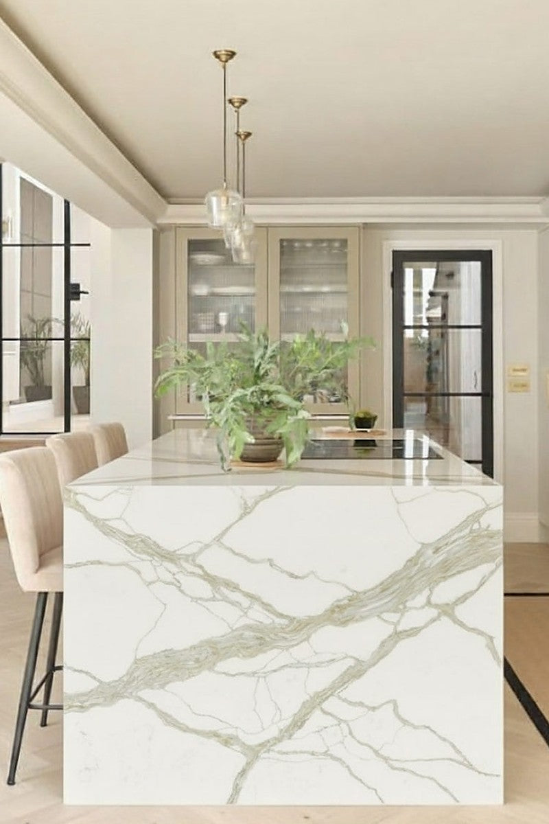 Fountain Gold Quartz countertops in a kitchen