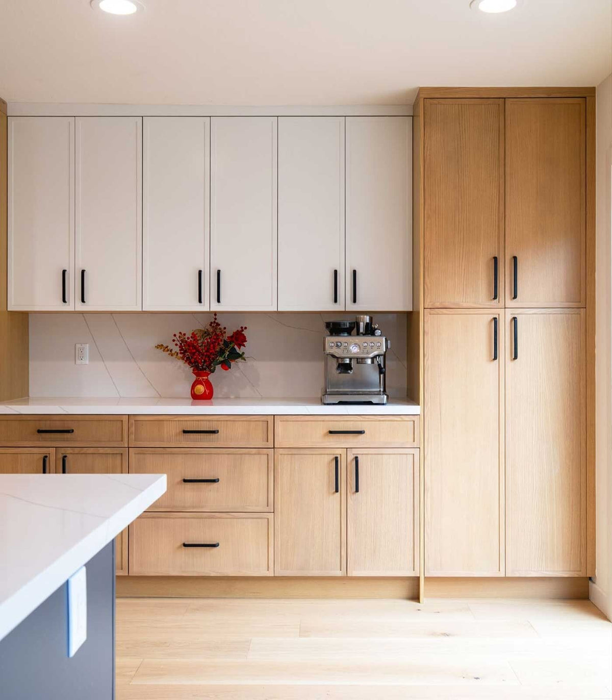 Kitchen with Custom Slim Shaker frameless cabinets