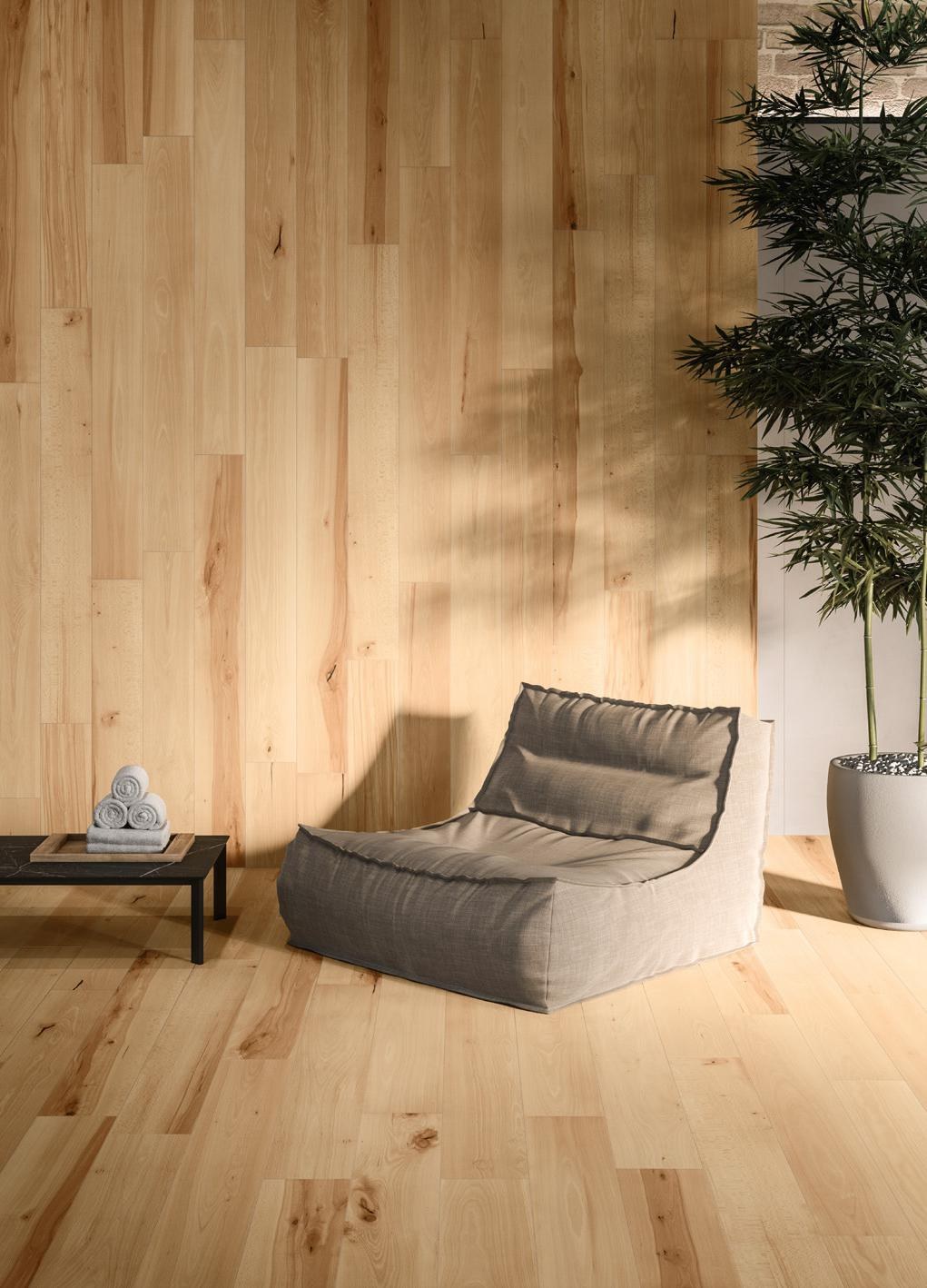 Heritage Murano wood-look porcelain tile spa lounge