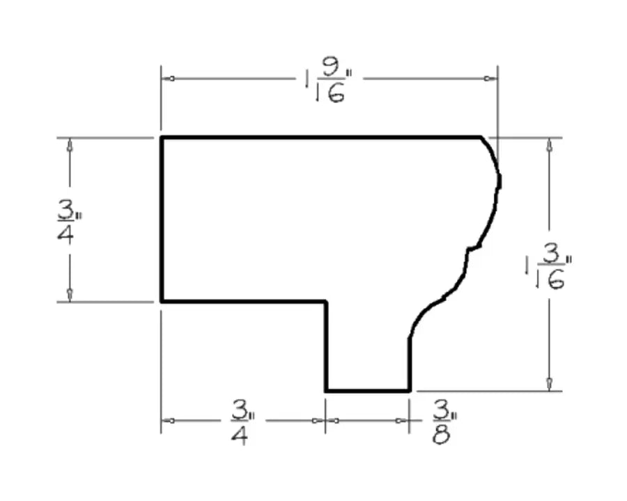 Beveled Light Rail Moulding LRM - Platinum schematic