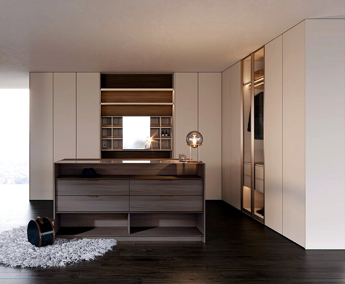 Wardrobe wall with island