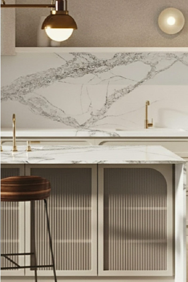 Mountain Gold Quartz countertops in a kitchen
