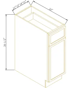 Base Cabinet 12"-21" (1 Door, 1 Drawer) - Coastal Slim Shaker