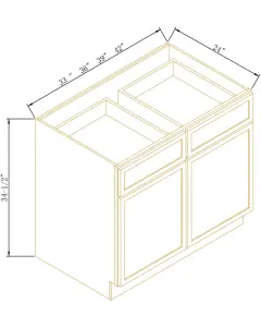 Base Cabinet 33"-42" (2 Doors, 2 Drawers) - Coastal Slim Shaker