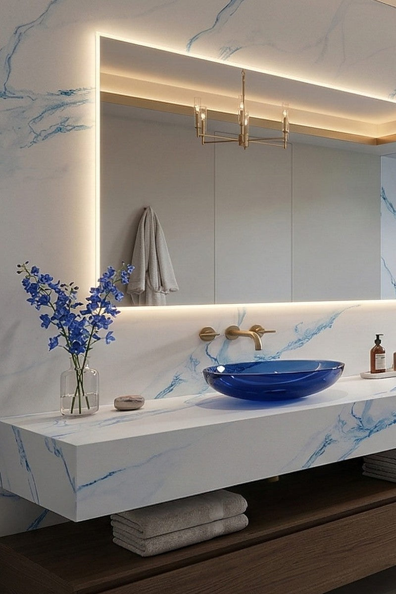 Ocean Blue Quartz countertops in a kitchen