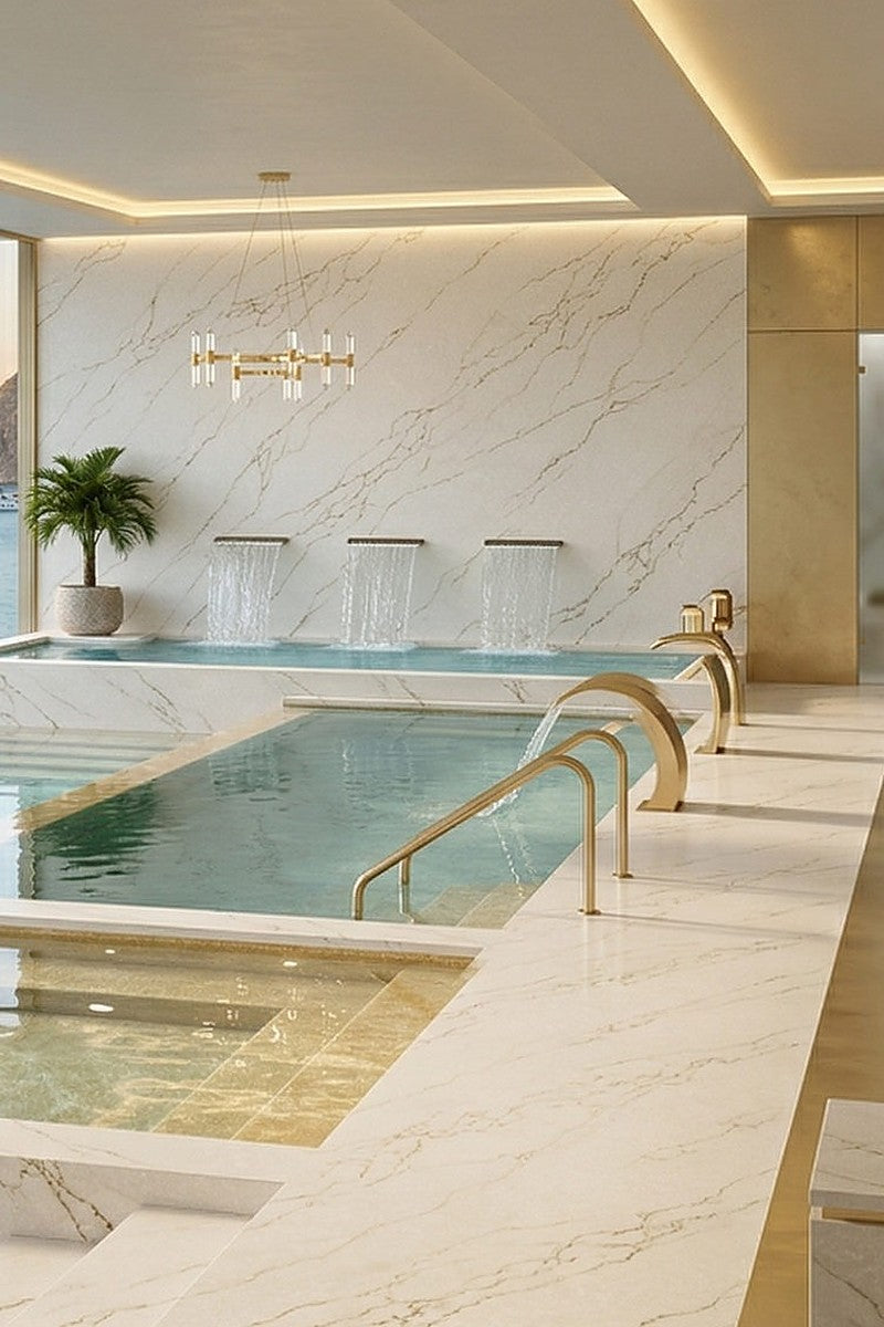 Ocean Gold Quartz countertops in a kitchen