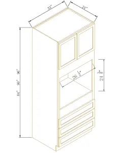 Oven Cabinet with Drawers - Coastal Slim Shaker