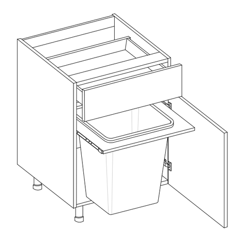 Outdoor Trash Pull-Out Cabinet with Top Drawer