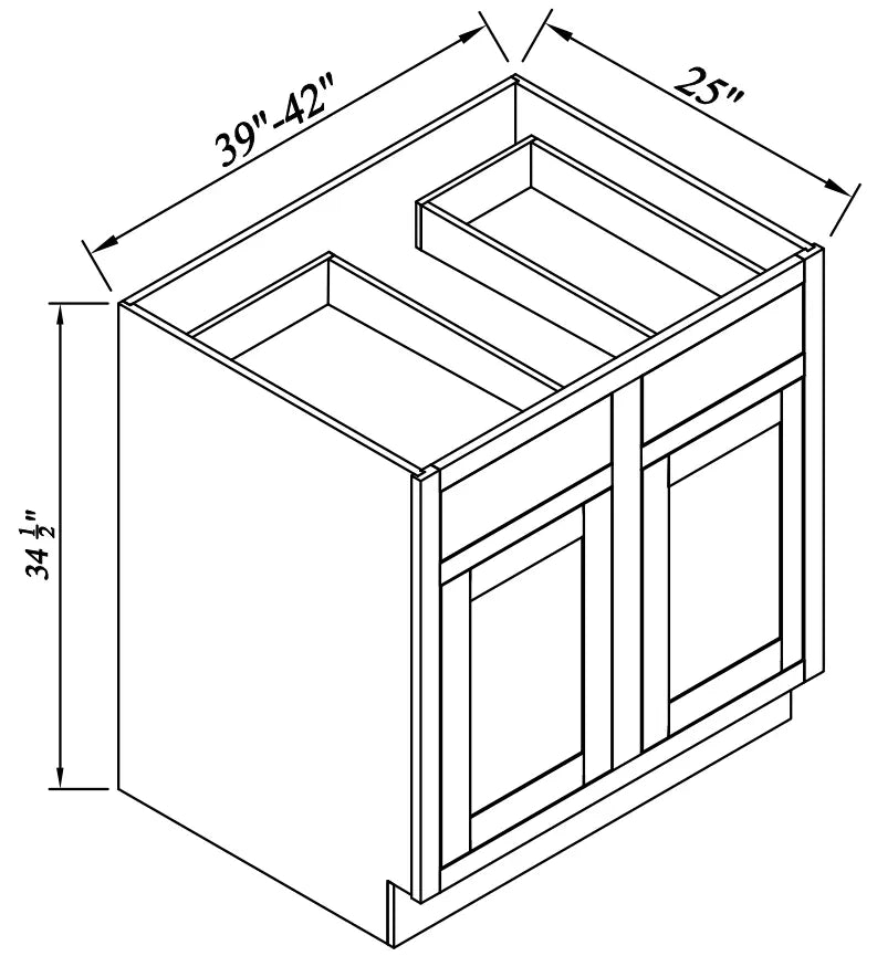Base Cabinet - Double Door Double Drawer - Reserve Inset - Reserve Inset White