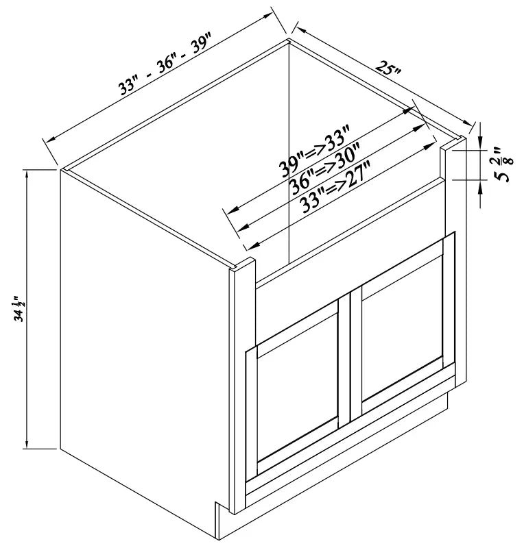 Farm Sink Base Cabinet - Reserve Inset - Reserve Inset White