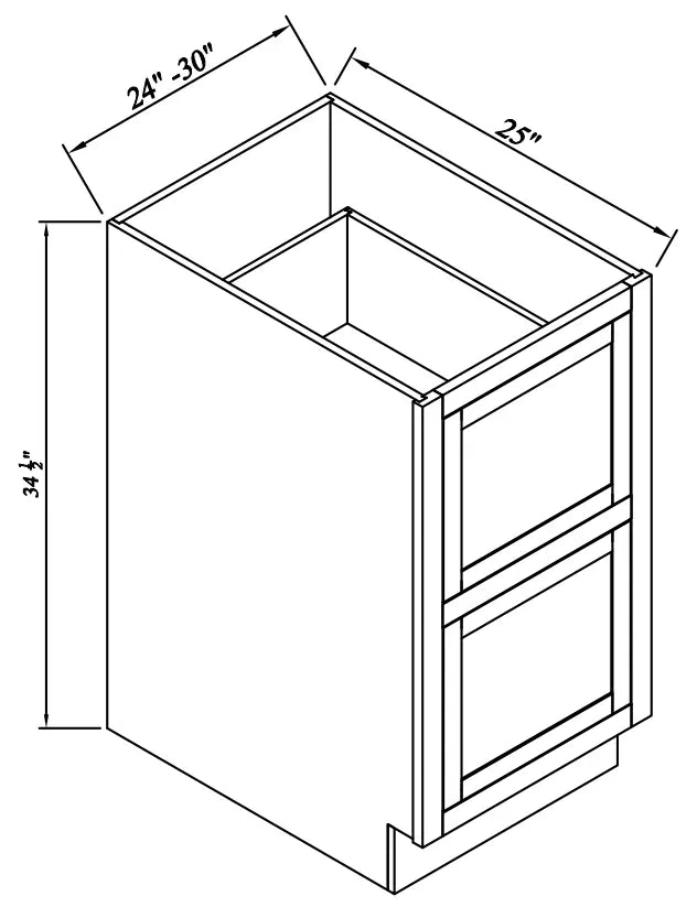 Two Drawer Base Cabinet - Reserve Inset - Reserve Inset Natural Oak