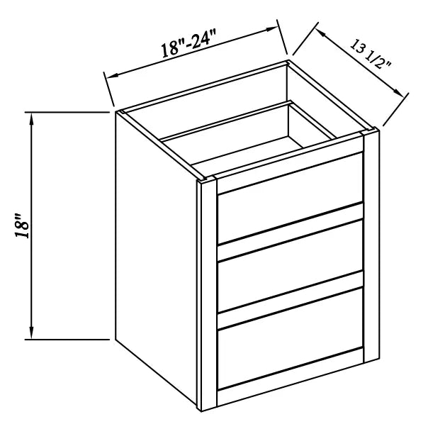 Wall Three Drawer Cabinet - Reserve Inset - Reserve Inset White