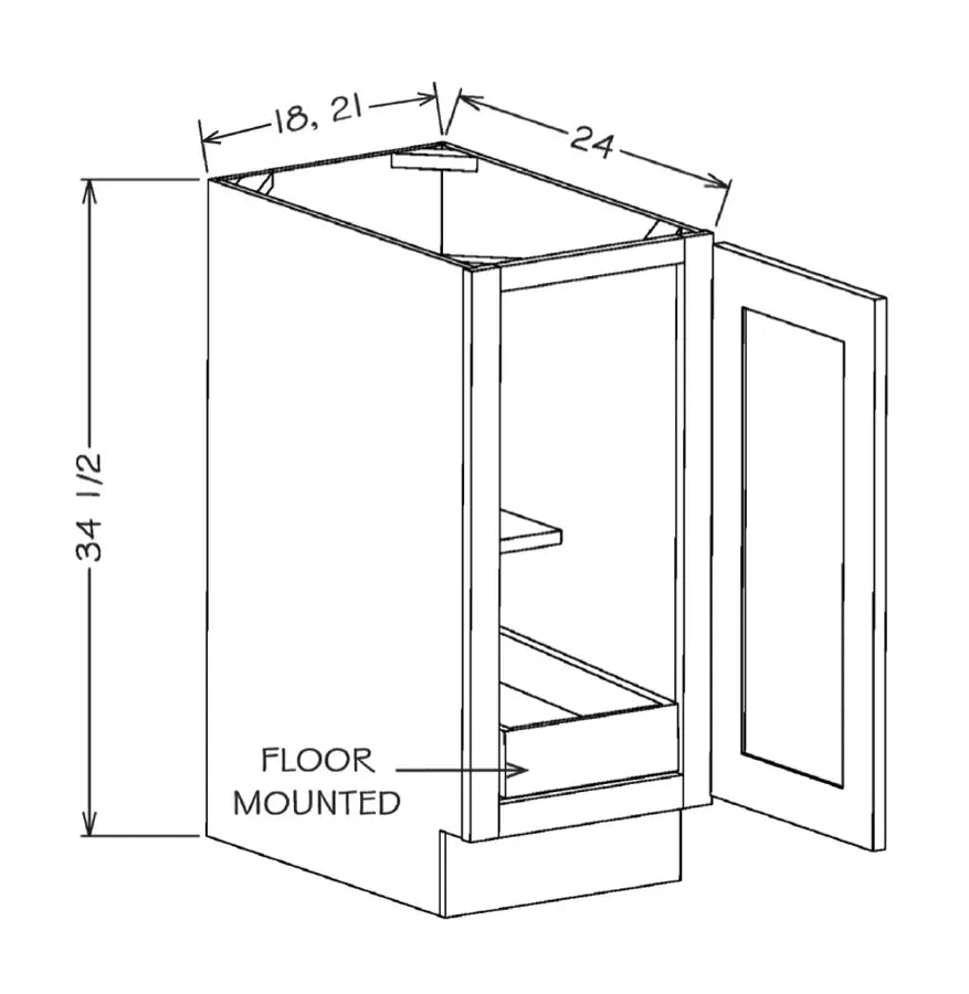 Single Rollout Shelf Base Kit (full height door) - Platinum schematic