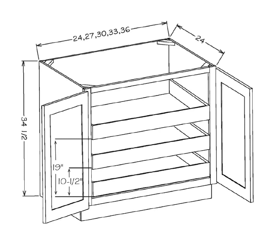 Triple Rollout Shelf Base Kit (double door) - Platinum schematic