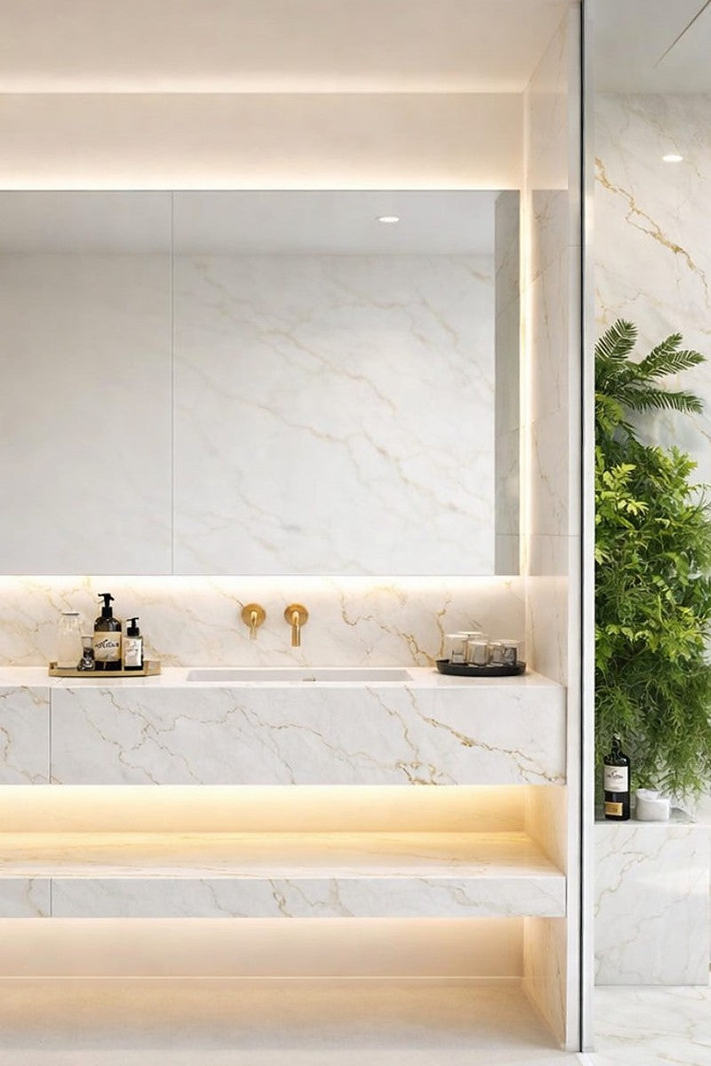 Venatino Gold Quartz countertops in a kitchen
